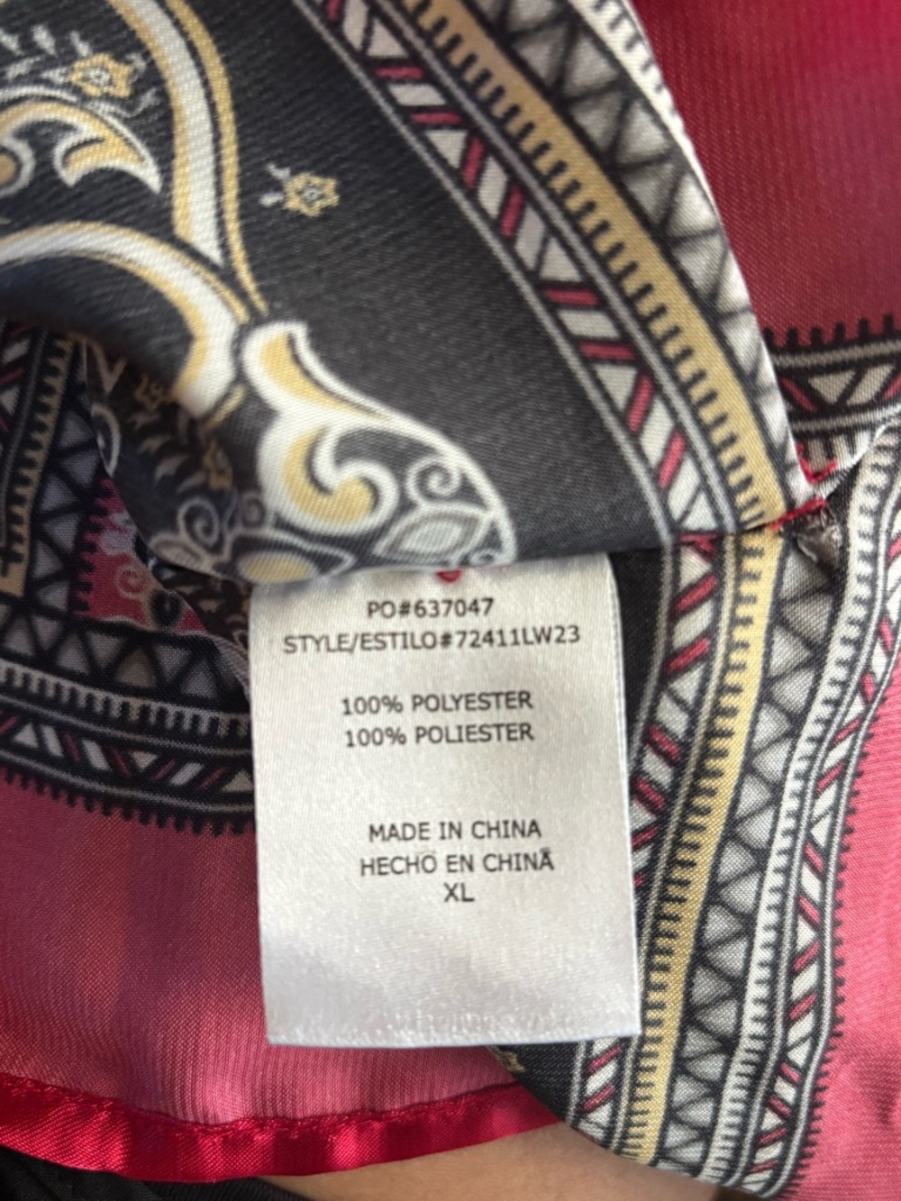 HeartSoul Y2K boho-print kimono-style top red and black smocked waist XL - Picture 4 of 4